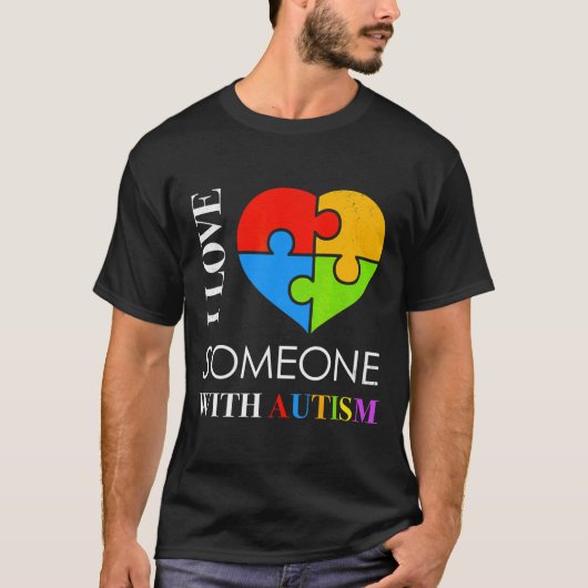 自閉症の人が大好きパズルハート自閉症 Tシャツ (正面)