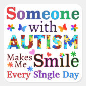 自閉症の人が私をスマイルする スクエアシール (正面)