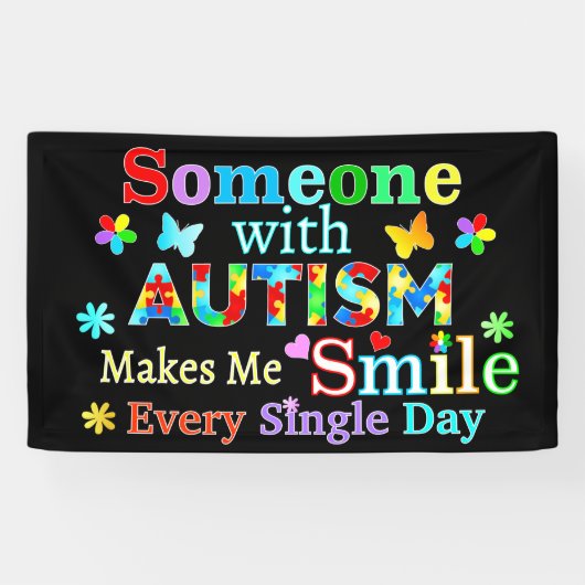 自閉症の人が私をスマイルする 横断幕 (横)