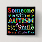 自閉症の人が私をスマイルする 缶バッジ (正面)