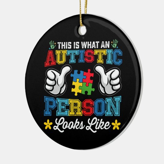 自閉症の人が自閉症のように見える セラミックオーナメント (左)