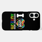 自閉症の人を愛しています 自閉症啓発ギフト Case-Mate iPhoneケース (裏面 (横))