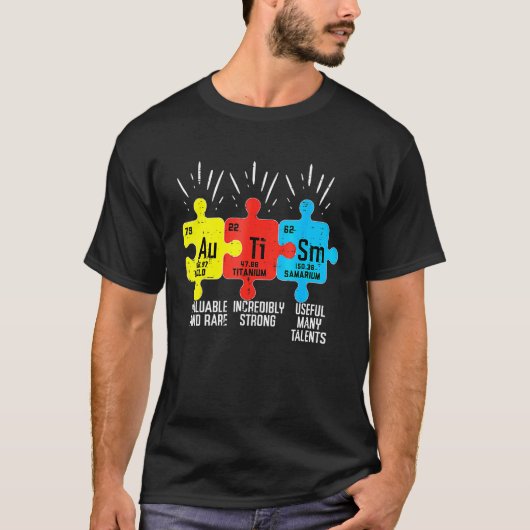 自閉症の元素周期表 アウェアネス ASD サポート Tシャツ (正面)
