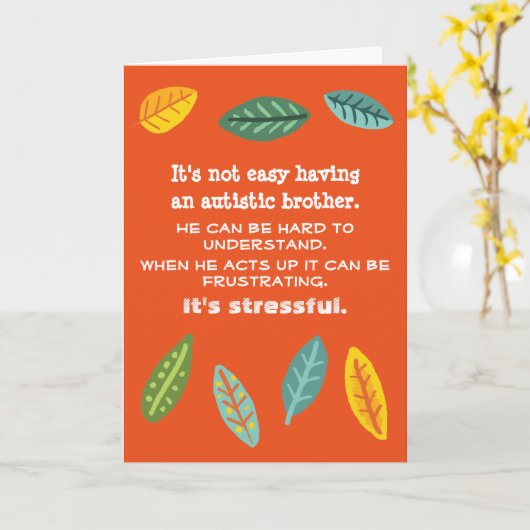 自閉症の兄弟姉妹を持つ勇気付けられる カード (黄色い花)