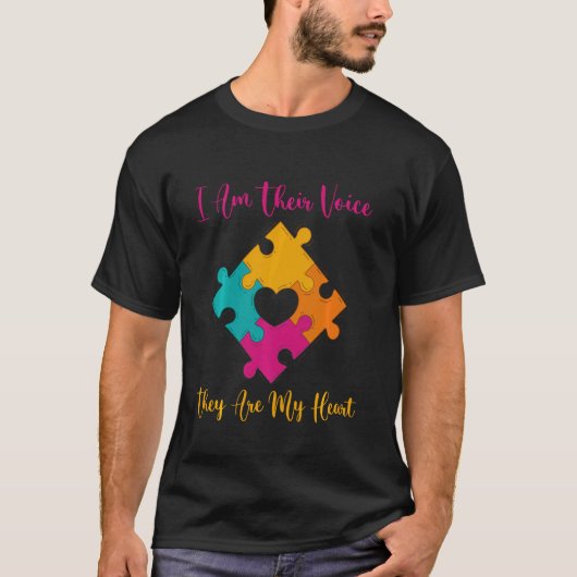 自閉症の先生へのギフト、私は彼らの声、彼らは私の心 Tシャツ (正面)