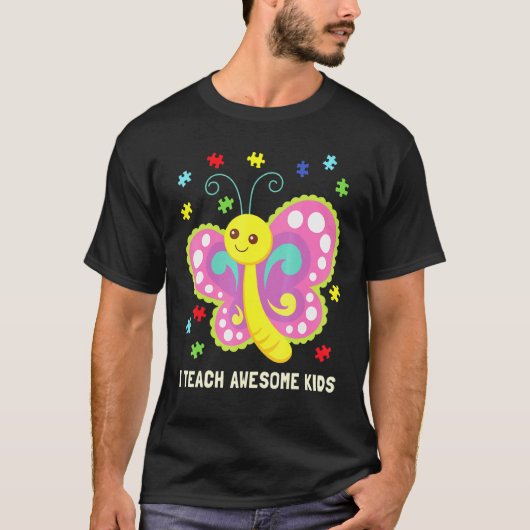 自閉症の先生 T 蝶 差異を受け入れる Tシャツ (正面)