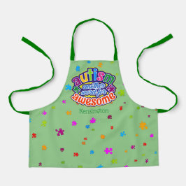 自閉症の別の単語素晴らしにあなたの名前 エプロン