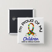 自閉症の及びのない私の子供の誇りを持った 缶バッジ (正面&裏面)