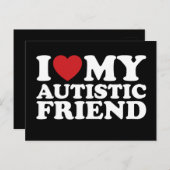自閉症の友人の自閉症ハート ポストカード (正面/裏面)