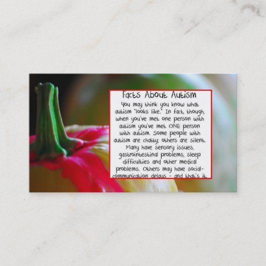 自閉症の名刺についてのカボチャ事実 名刺 (正面)