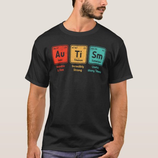 自閉症の周期表要素スペル自閉症B Tシャツ (正面)