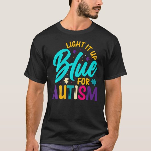 自閉症の場合は青く光らせる Tシャツ (正面)