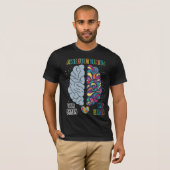 自閉症の天才ハート自閉症カラフル脳 Tシャツ (正面フル)