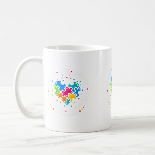 自閉症の女性の男性が愛を尊重する自閉症の戦争 コーヒーマグカップ (左)