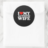 自閉症の妻を愛する自閉症の妻をハート ラウンドシール (バッグ)