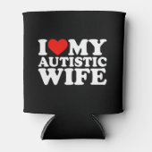 自閉症の妻を愛する自閉症の妻をハート 缶クーラー (正面)
