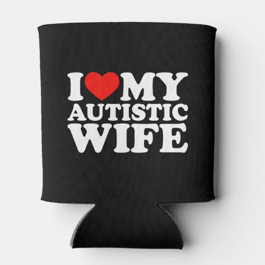 自閉症の妻を愛する自閉症の妻をハート 缶クーラー (裏面)