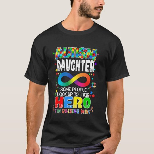 自閉症の娘を育てるヒーロー グルービーマザー 自閉症 Tシャツ (正面)