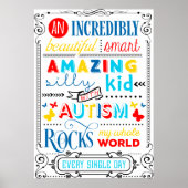 自閉症の子が私の世界のタイポグラフィ ポスター (正面)