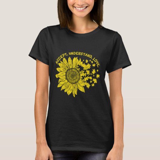 自閉症の子どもたちを理解して自閉症をサポート阿波 Tシャツ (正面)
