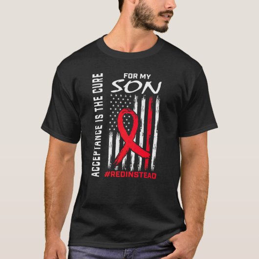 自閉症の子どものために赤を身に着けよう 赤色 サン Tシャツ (正面)