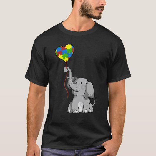 自閉症の子を持つ象のママ ハートバルーン Tシャツ (正面)