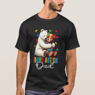 自閉症の子供を持つ誇り高いパパのクマ 自閉症啓発 自閉症スペクトラム Tシャツ