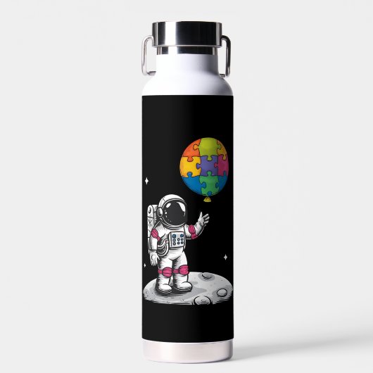 自閉症の宇宙飛行士バルーン宇宙自閉症啓発 ウォーターボトル (正面)