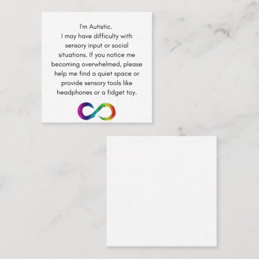 自閉症の宿泊施設カード スクエア名刺 (正面/裏面)