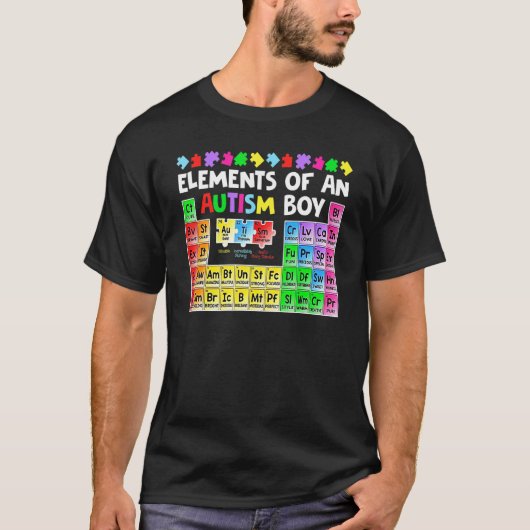自閉症の少年を構成する要素 自閉症啓発パズル Tシャツ (正面)