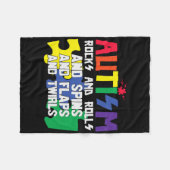 自閉症の岩は転がフラップと回転する フリースブランケット (正面(横))