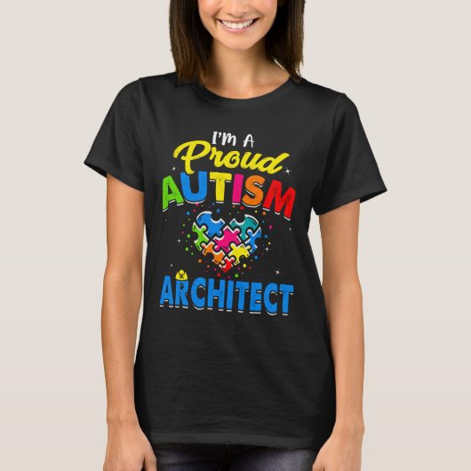 自閉症の建築家の自閉症の意識を受け入れるサポートL Tシャツ (正面)