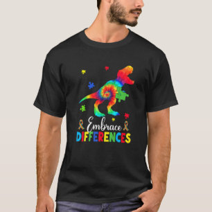 自閉症の恐竜パズルピース抱擁の違いB Tシャツ