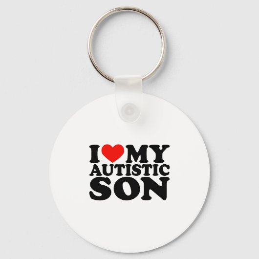 自閉症の息子が大好き自閉症の息子はハート キーホルダー (正面)