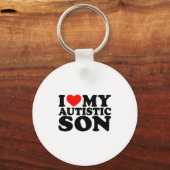自閉症の息子が大好き自閉症の息子はハート キーホルダー (正面)