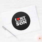 自閉症の息子が大好き自閉症の息子はハート ラウンドシール (封筒)