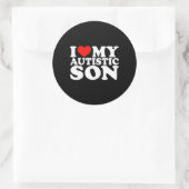 自閉症の息子が大好き自閉症の息子はハート ラウンドシール (バッグ)