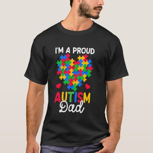 自閉症の息子のことを誇りに思う父・母 自閉症啓発 Tシャツ (正面)