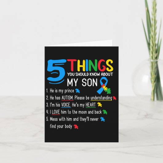 自閉症の息子の自閉症啓発ママパパ カード (正面)