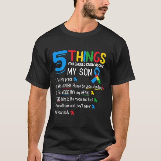 自閉症の息子の自閉症啓発ママパパ Tシャツ (正面)