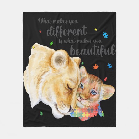 自閉症の意識があなたをライオン違うママにする フリースブランケット (正面)