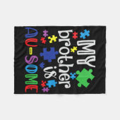 自閉症の意識の日私の兄は姉妹素晴らしである フリースブランケット (正面(横))