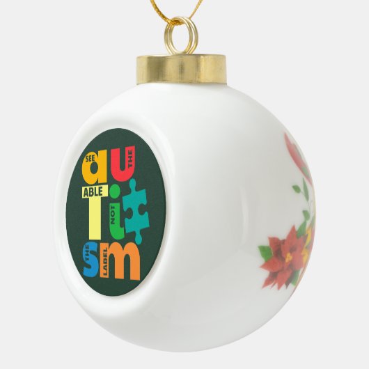 自閉症の意識はラベルではない可能性を参照 セラミックボールオーナメント (右)
