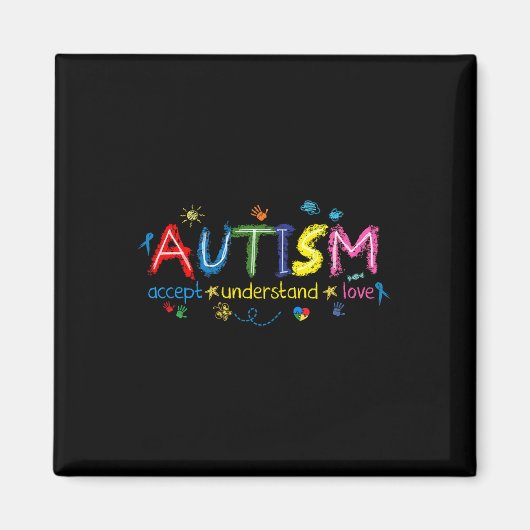 自閉症の意識を受け入れる理解Love Asd Suppor マグネット (正面)