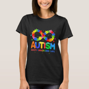 自閉症の意識を受け入れる理解Love Asd Suppor Tシャツ