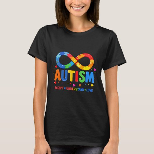 自閉症の意識を受け入れる理解Love Asd Suppor Tシャツ (正面)