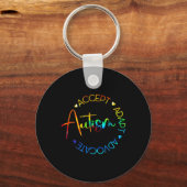 自閉症の意識を受け入れる適応主張自閉症ママ キーホルダー (正面)