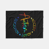 自閉症の意識を受け入れる適応主張自閉症ママ フリースブランケット (正面(横))