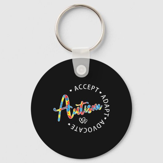自閉症の意識を受け入れる適応自閉症モーメント キーホルダー (正面)