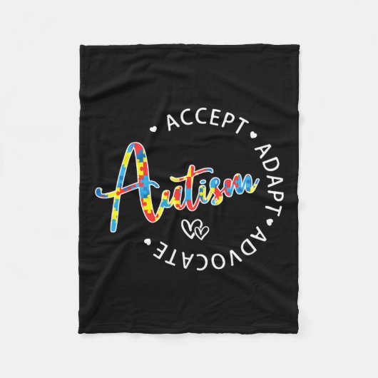 自閉症の意識を受け入れる適応自閉症モーメント フリースブランケット (正面)